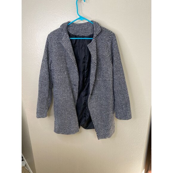 Houndstooth Pattern Womens Blazer Coat Lightweight Open Front Polyester - Picture 1 of 7